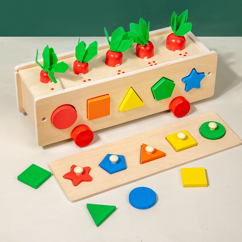 Caja clasificadora de colores y formas 5 en 1, juguete de madera Montessori para niños