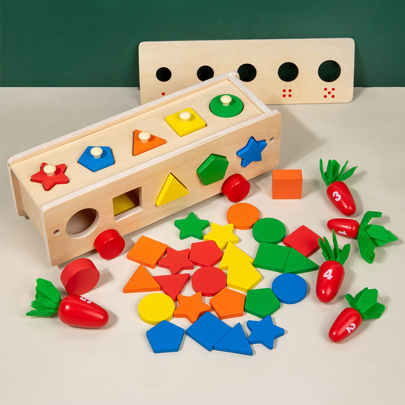 Caja clasificadora de colores y formas 5 en 1, juguete de madera Montessori para niños