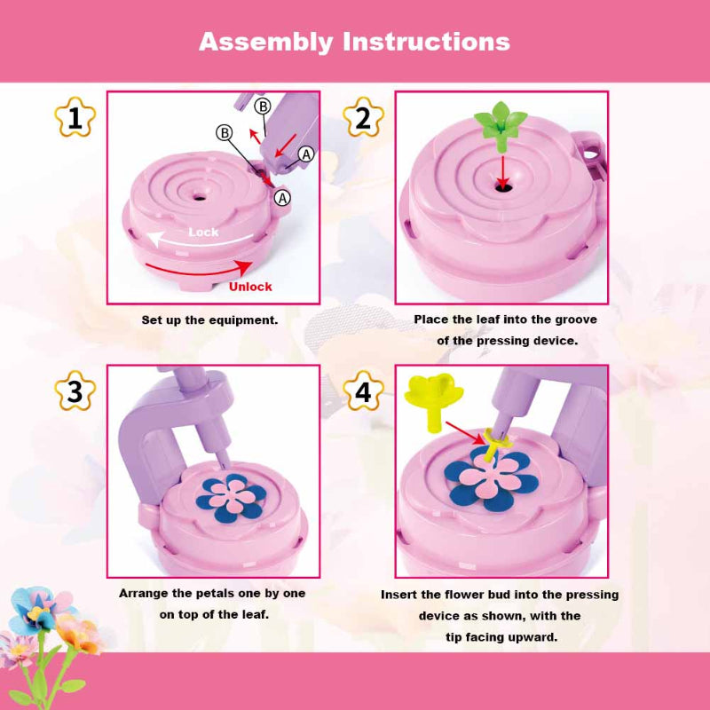DIY Flower Bouquet Making Kit Kids Craft Set Creative Play Toys for Kids 3+ with Flower Press