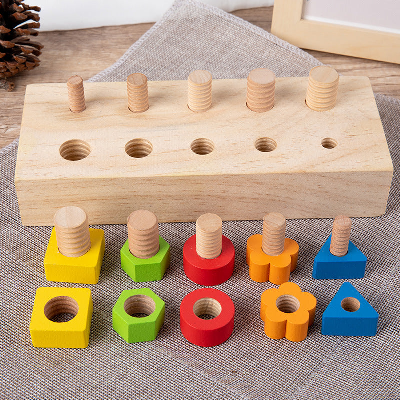 Juguete Montessori de madera con tuercas, tornillos y tablilla de actividades