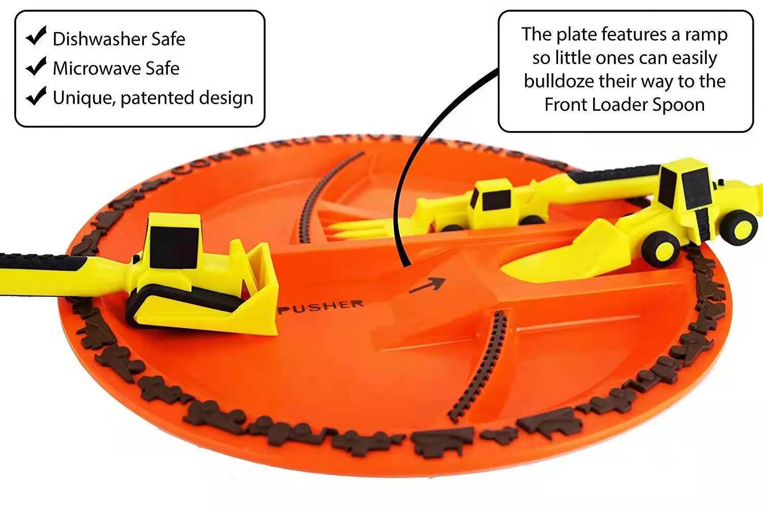 ExcavaBite Kids' Construction Plate and Utensil Set
