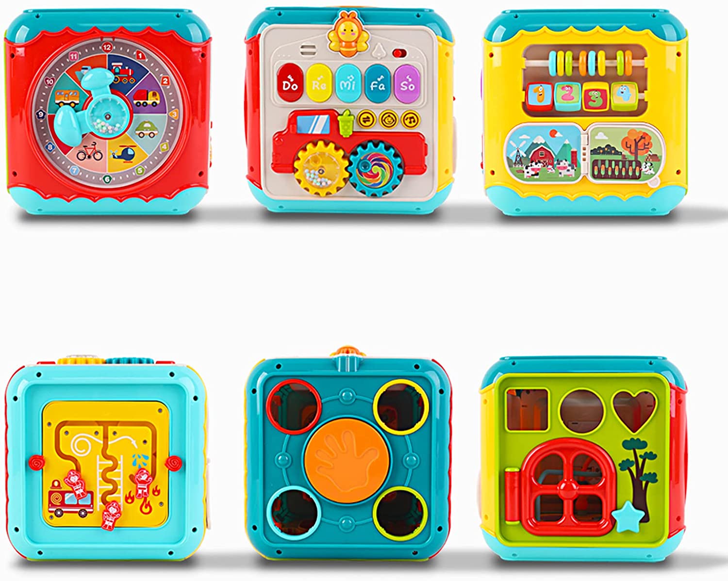 Cubo de actividades 7 en 1 con clasificación de formas, luz y sonido de piano, juguete educativo de aprendizaje temprano, ideal como regalo de cumpleaños o Navidad para niños