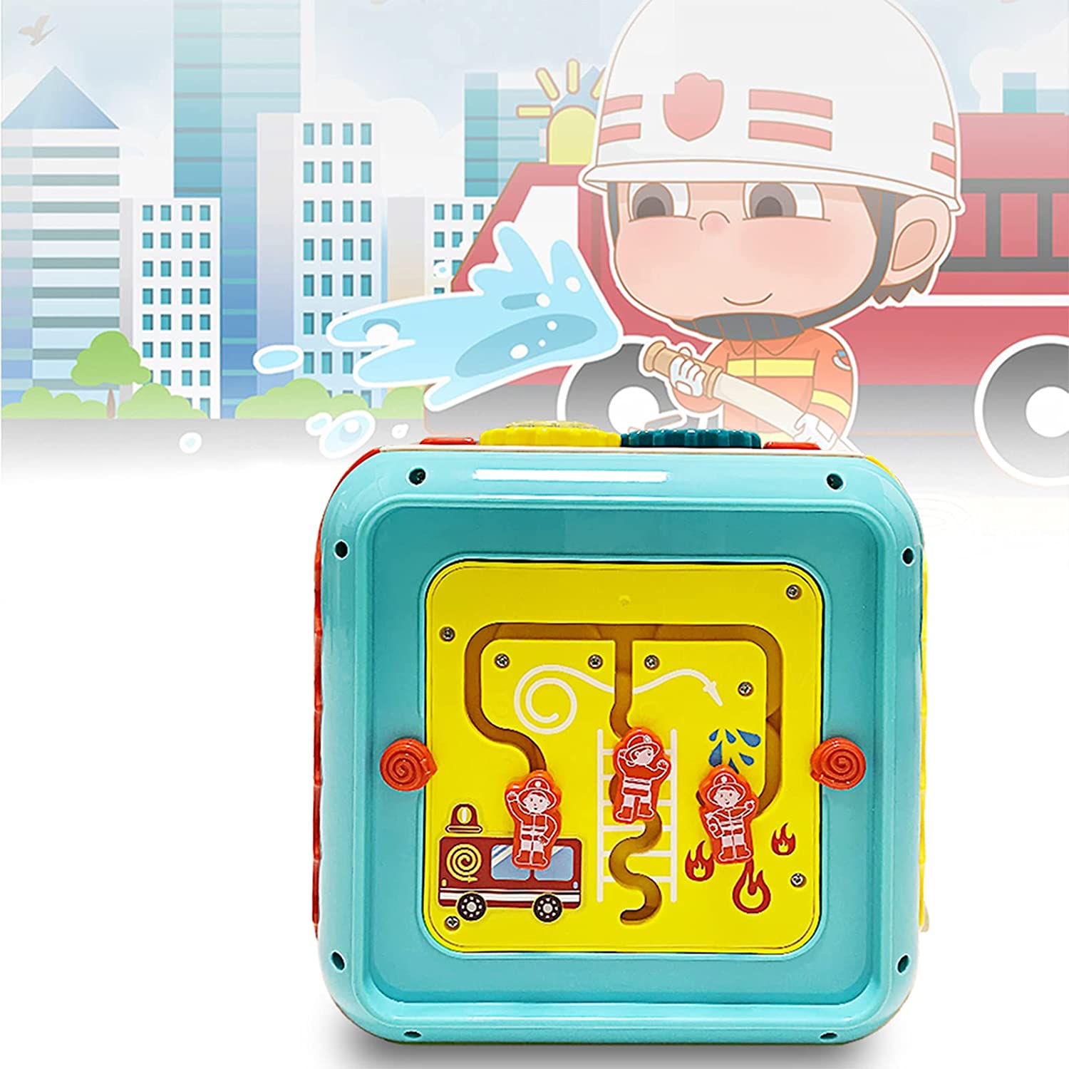 Cubo de actividades 7 en 1 con clasificación de formas, luz y sonido de piano, juguete educativo de aprendizaje temprano, ideal como regalo de cumpleaños o Navidad para niños