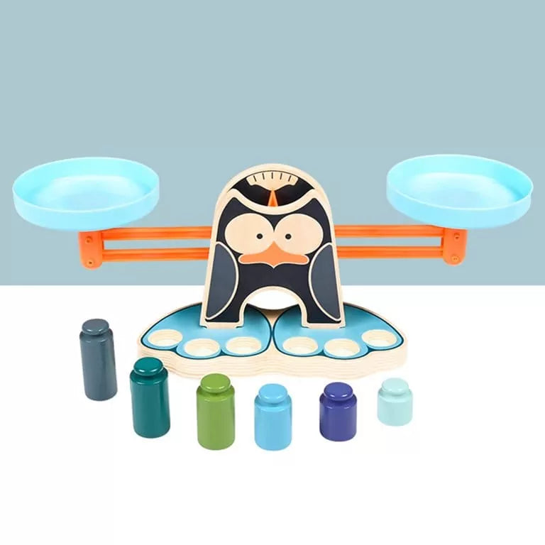 Fidtoy Penguin Wooden Balance Blocks Scale Kit Math Counting Balance Toy for Kids Ages 2-6 with Penguin Scale Game