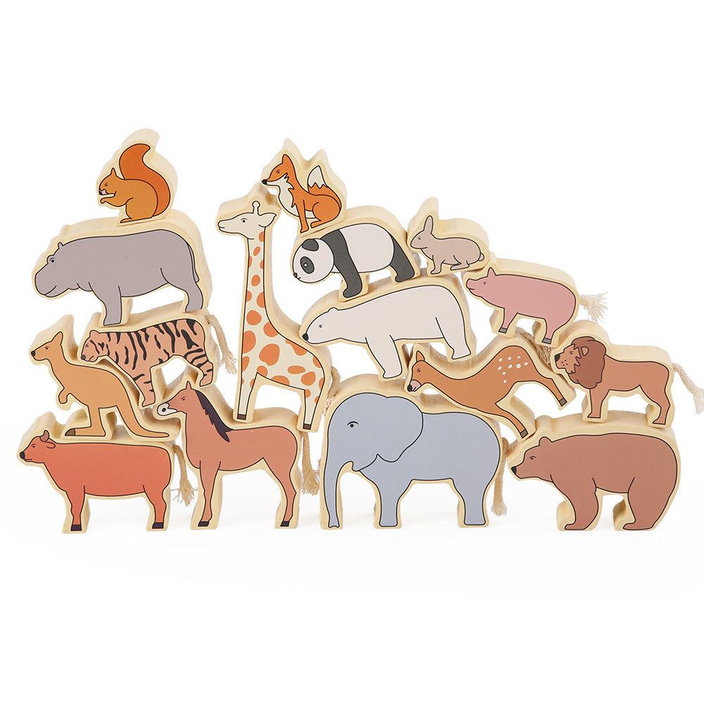 Jeu de blocs d'animaux en bois à empiler et à équilibrer