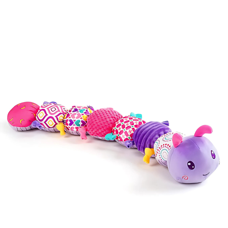 Fidtoy Peluche musicale chenille pour bébé – Peluche sensorielle douce avec sons froissés, couineur, clochette, mélodie et toise de 56 cm