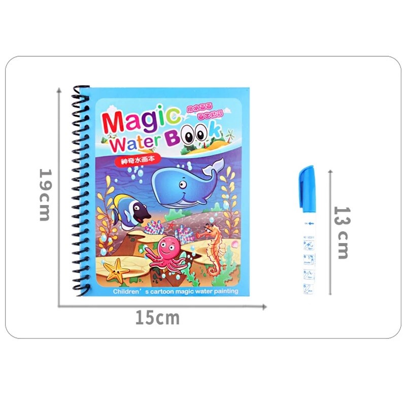 Fidtoy Aqua Doodle Water Coloring Book – Mess Free Reusable Drawing Book for Kids Travel & Quiet Play