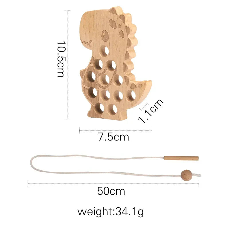 Fidtoy Wooden Hedgehog Threading Toy for Fine Motor Play