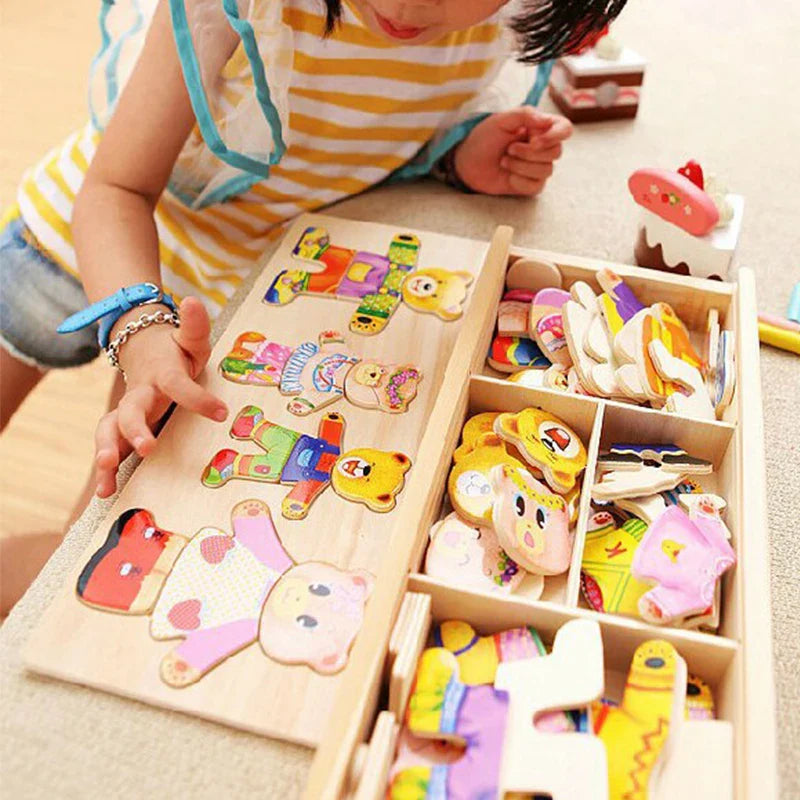 Rompecabezas de madera Montessori con animales para niños - Juguete educativo para bebés y niños