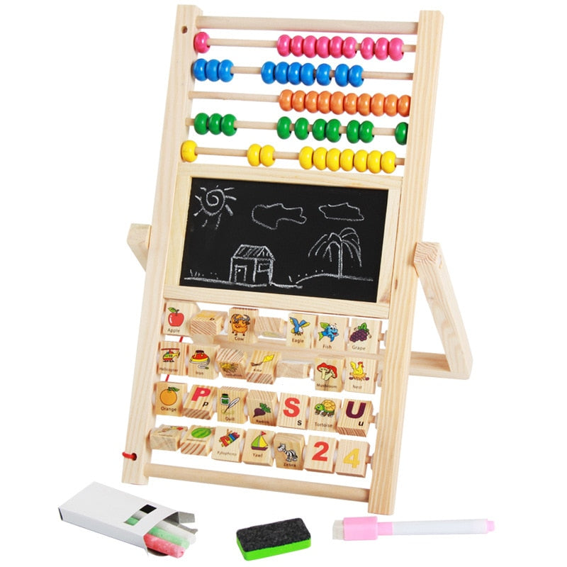 Fidtoy Montessori Tableau en bois pour apprendre à compter et à reconnaître les chiffres, jouet mathématique pour enfants de 3 à 10 ans