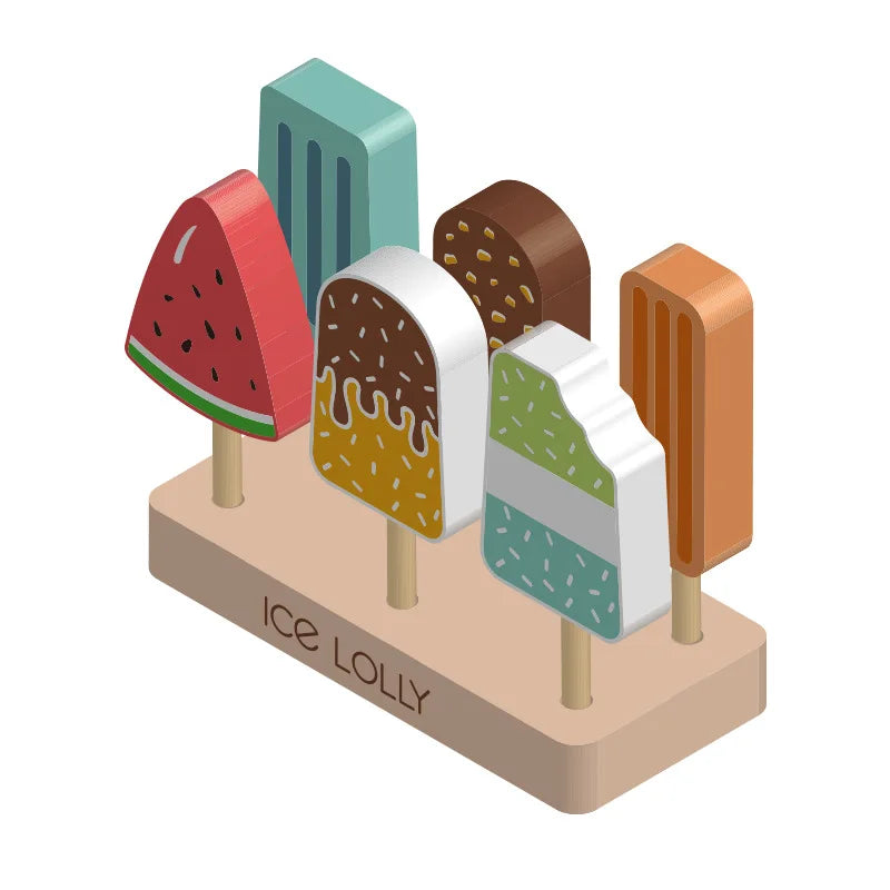 Fidtoy Wooden Ice Cream Set for Toddlers Pretend Play