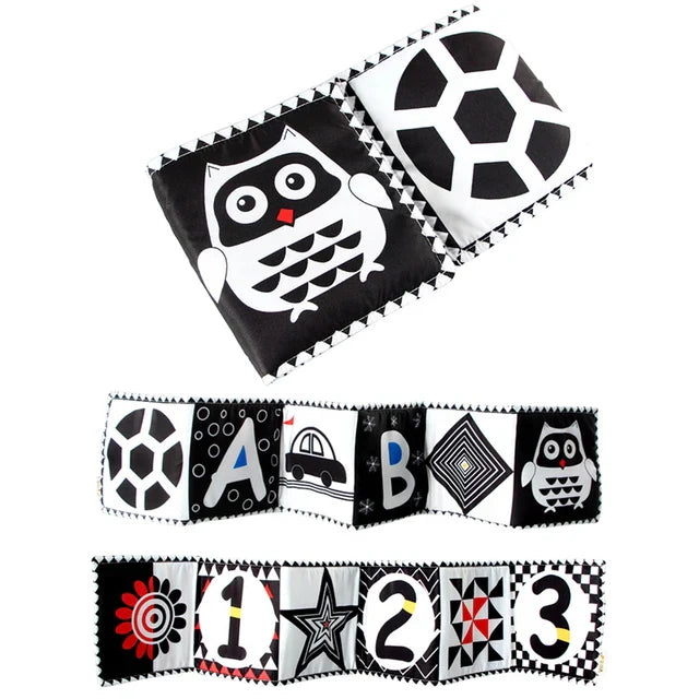 Fidtoy High Contrast Baby Cloth Book for Newborns – Montessori Black and White Sensory Tummy Time Toy Set for 0-6 Months