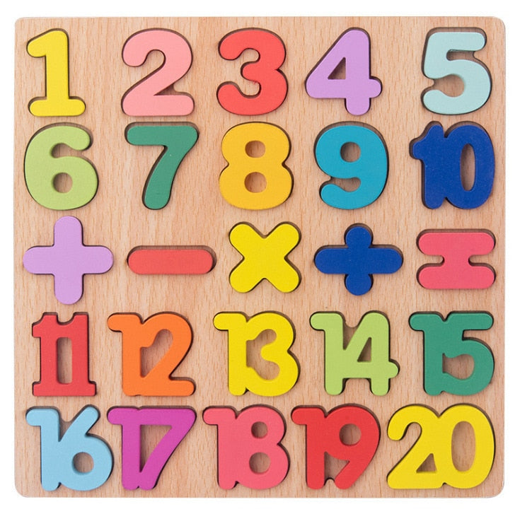 Fidtoy Puzzle 3D en bois pour enfants – Jouet éducatif pour l'apprentissage de l'alphabet, des chiffres et des formes pour les enfants de 3 à 6 ans
