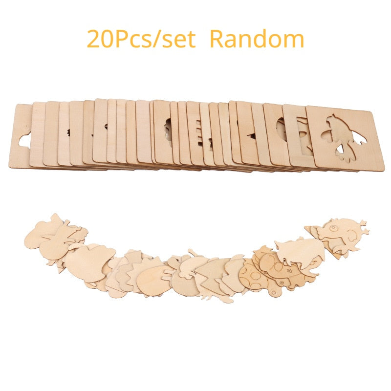 Fidtoy Wooden DIY Drawing Templates Montessori Art Toy Set(20 Pcs)