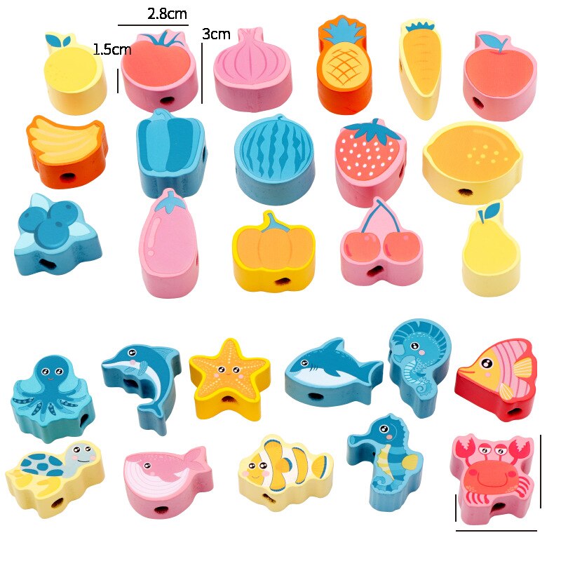 Fidtoy Perles à Enfiler en Bois pour Tout-Petits | Jouet d'Apprentissage Montessori pour la Motricité Fine