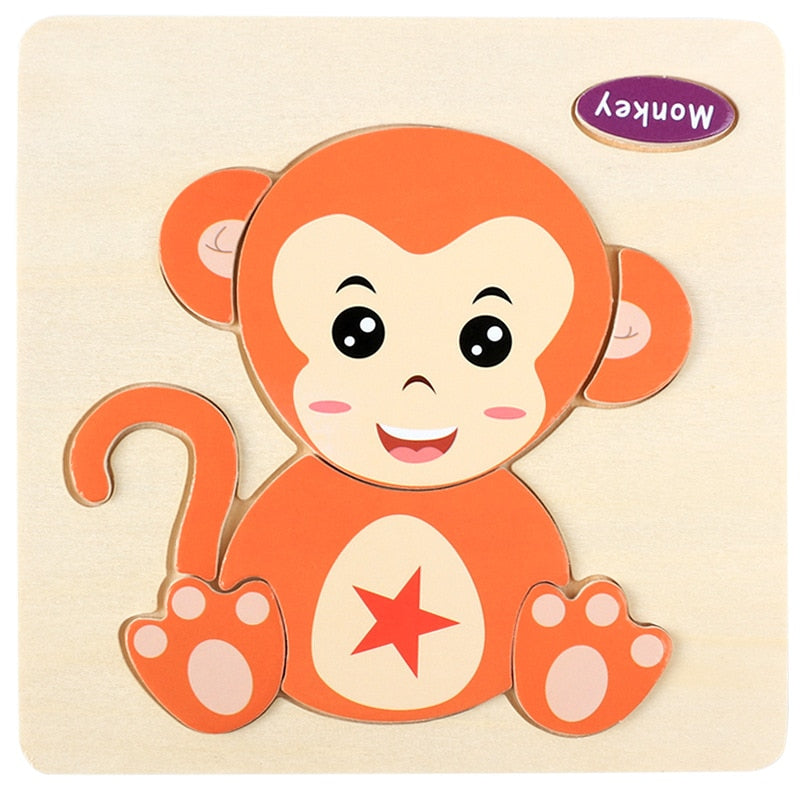 Ensemble de puzzles en bois Montessori motif dessin animé n°4