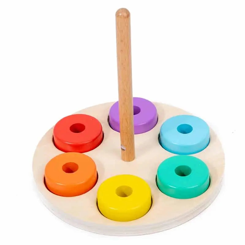 Fidtoy Threading Circles Game Montessori Wooden Threading Toy for Toddlers