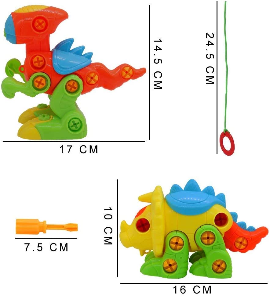 Jouets Dinosaures à Démonter Comprend des Tournevis et un Accessoire à Tirer (Lot de 2)