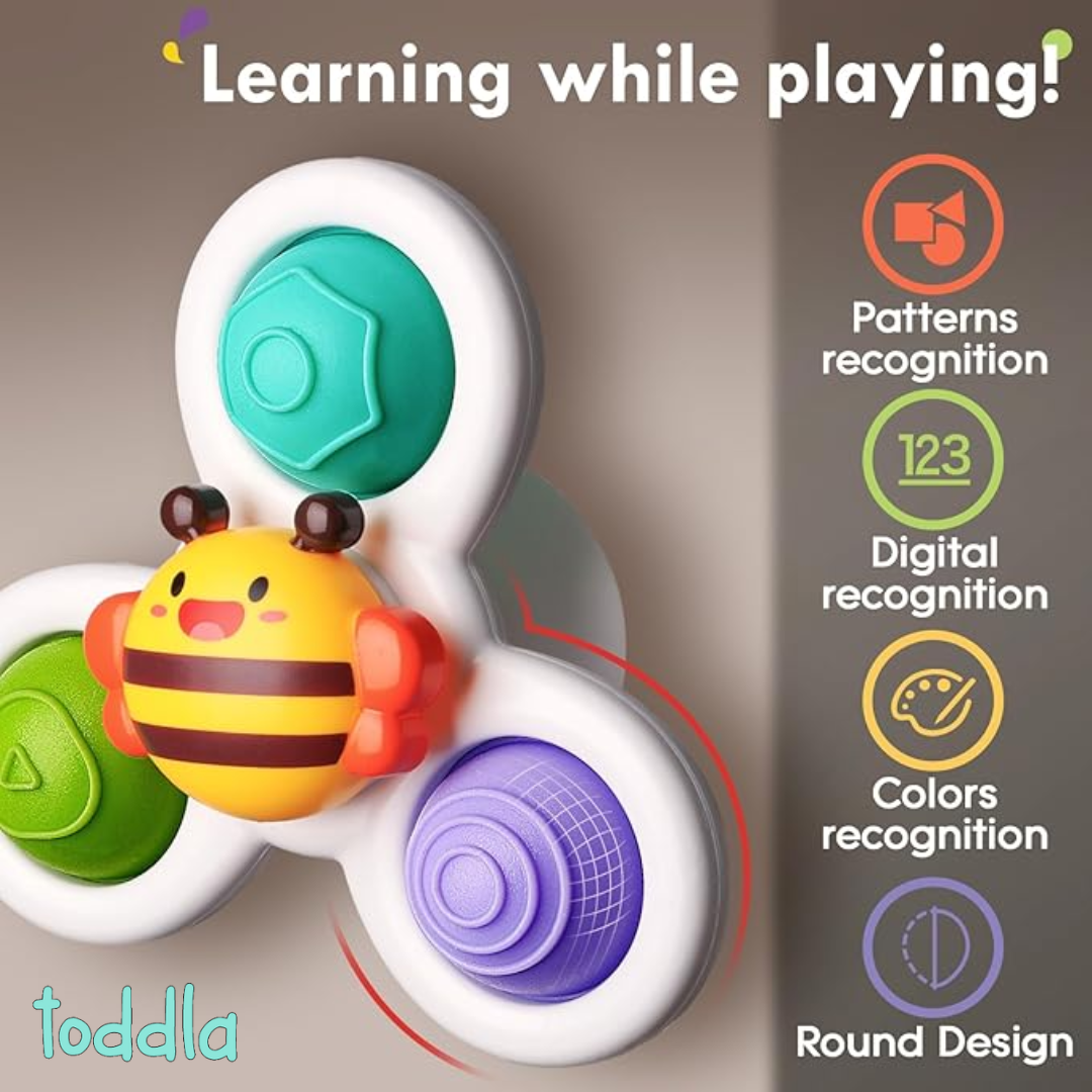 Fidtoy Suction Fidget Spinner Toys for Toddlers 3-Piece Set