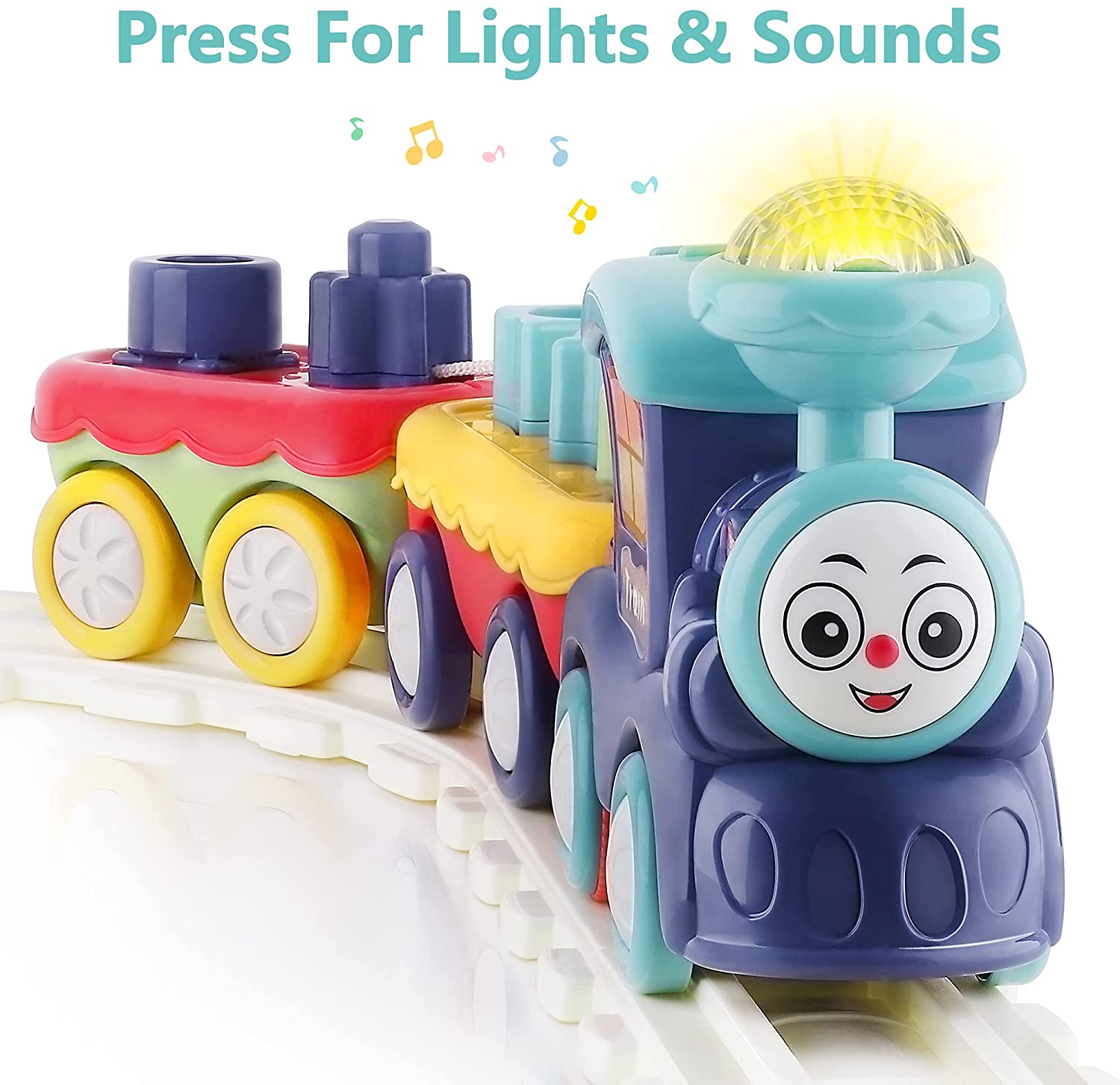 Fidtoy Musical Train Set with Blocks for Toddlers