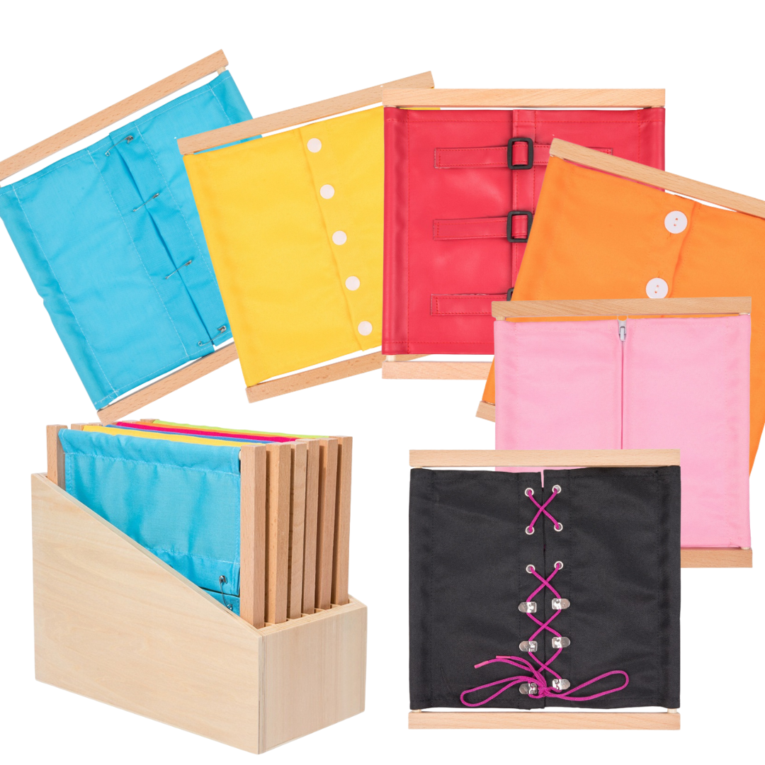 Montessori Dressing Frames A and Storage Box Set of 6