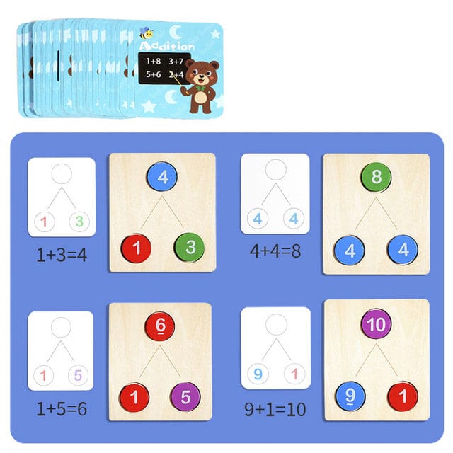 Fidtoy Set d'apprentissage des opérations numériques en bois – Jouet éducatif pour les enfants de 3 ans et plus