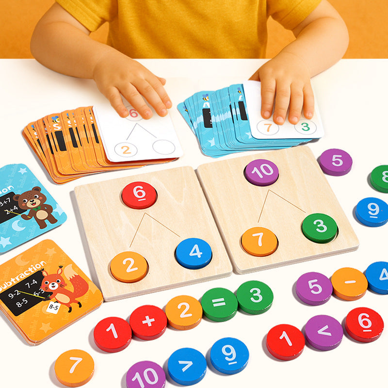 Fidtoy Set d'apprentissage des opérations numériques en bois – Jouet éducatif pour les enfants de 3 ans et plus