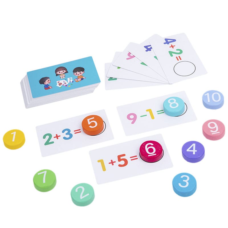 Fidtoy Set d'apprentissage des opérations numériques en bois – Jouet éducatif pour les enfants de 3 ans et plus