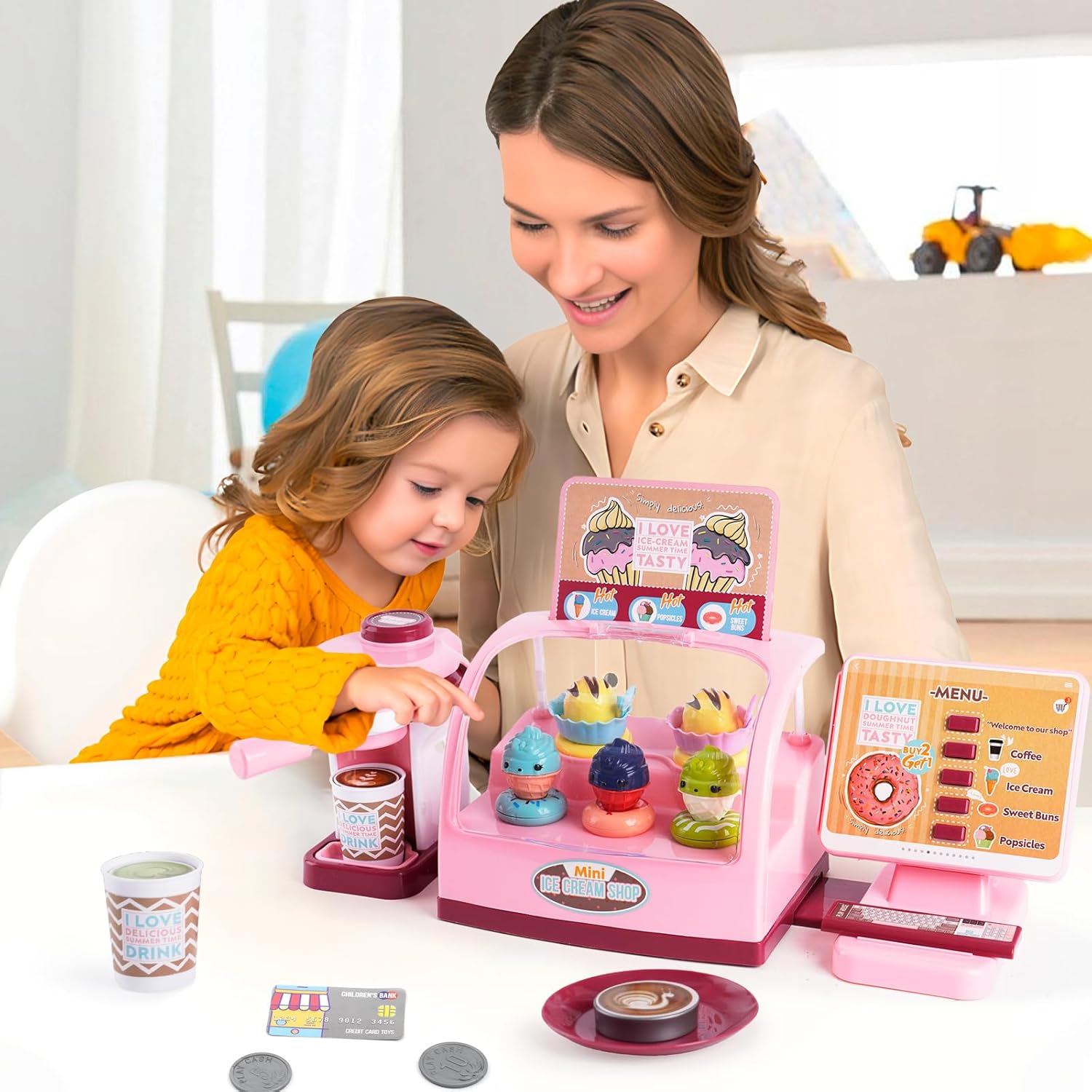 Fidtoy Counter Pretend Play Series Burger Shop for Kids, 25-Piece Pretend Kitchen Role Play Set, Educational Burger Shop Toy for Ages 3+