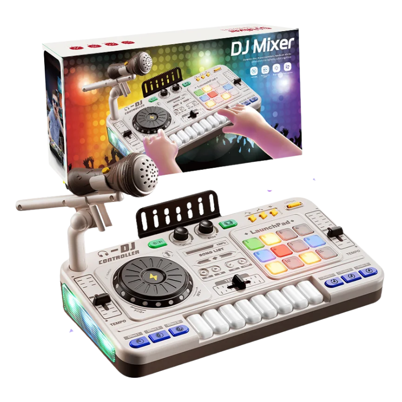 Fidtoy Juguete Mezclador DJ para Niños con Luces, Sonidos, Micrófono y Bluetooth, Juguete Musical para Niños Pequeños, Regalo de Juego Musical Creativo