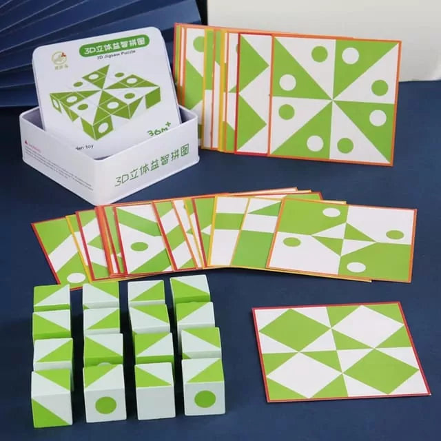 Bloques de patrones de geometría Montessori 3D de madera