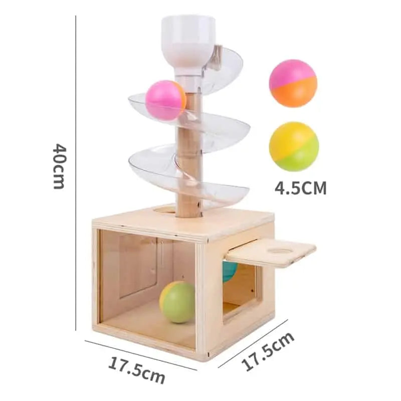 Fidtoy Wooden Box Toboggan Permanence d'Objets 3 Sorties – Montessori Toddler Toy for Fine Motor, Problem Solving, and Hand-Eye Coordination