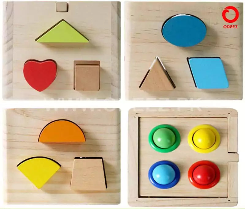 Fidtoy Wooden Activity Cube Shape Sorter and Hammering Toy with 13 Shapes and 4 Balls for Toddlers