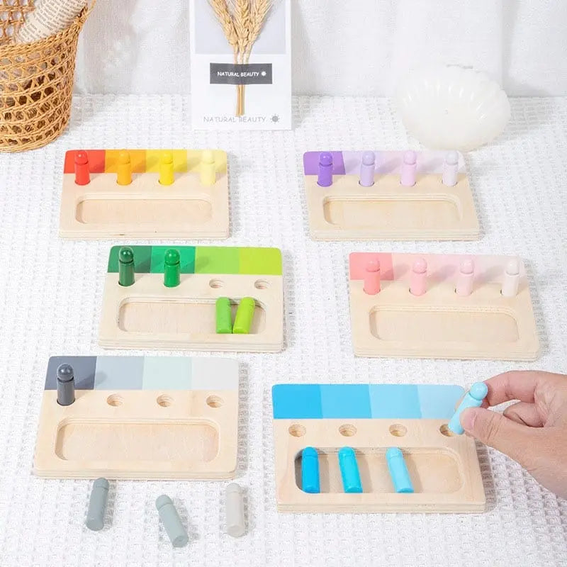 Fidtoy Wooden Pawn Game – Montessori Shapes and Colors Learning Toy for Toddlers