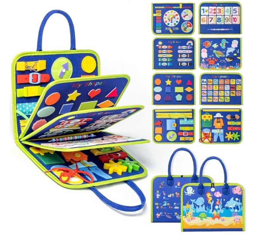 Fidtoy 8-in-1 Activity Board – Handbag Shaped Learning Toy for Toddlers 2+