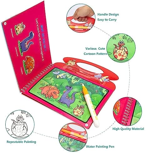 Fidtoy Magic Water Book - Actividad de colorear reutilizable de animales para niños de 3+ años