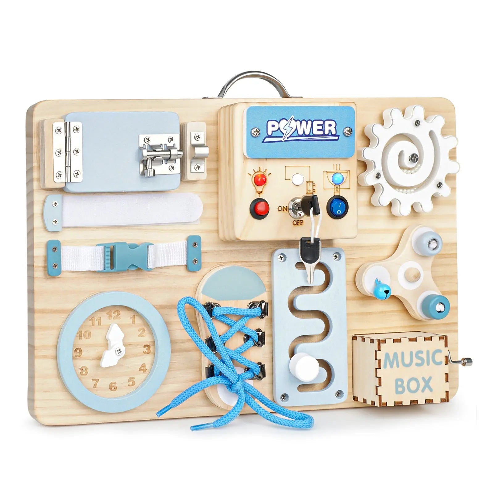 Montessori Busy Board - Sensory Development and Fine Motor Skills Toy for Toddlers
