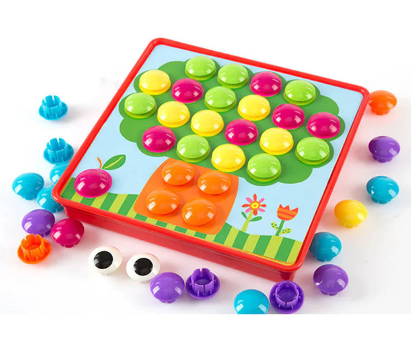 Fidtoy Button Art Matching Toy with Chunky Buttons for Toddlers