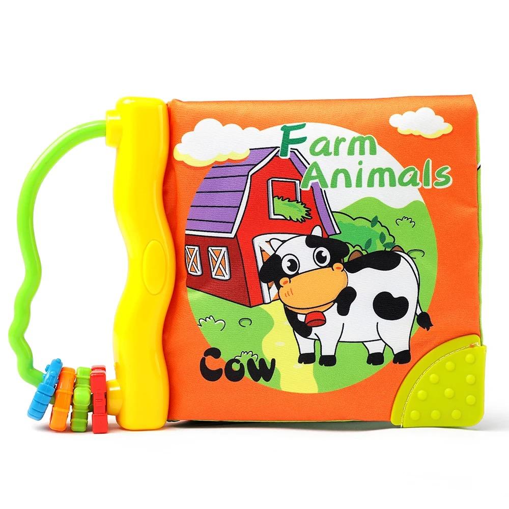 Libro de tela de animales de granja – Libro interactivo y suave para el aprendizaje temprano del bebé