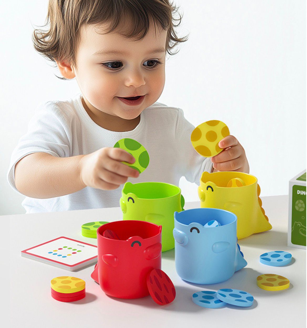 Juego de clasificación de colores de huevos de dinosaurio Montessori | Clasificación de colores de dinosaurios y actividad de vida práctica