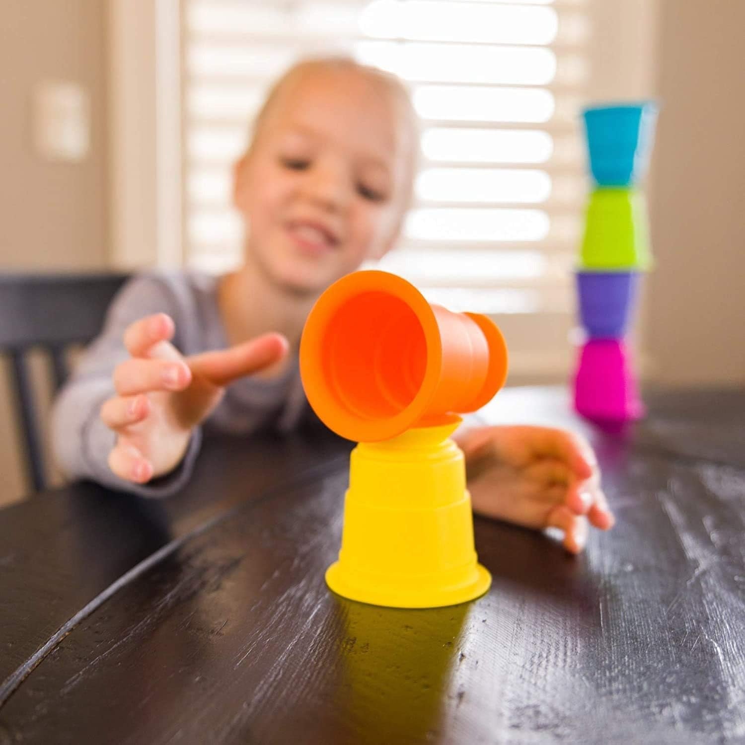 Fidtoy Colorful Soft Rubber Stacking Cups 6-Piece Baby Bath Toy for Early Learning