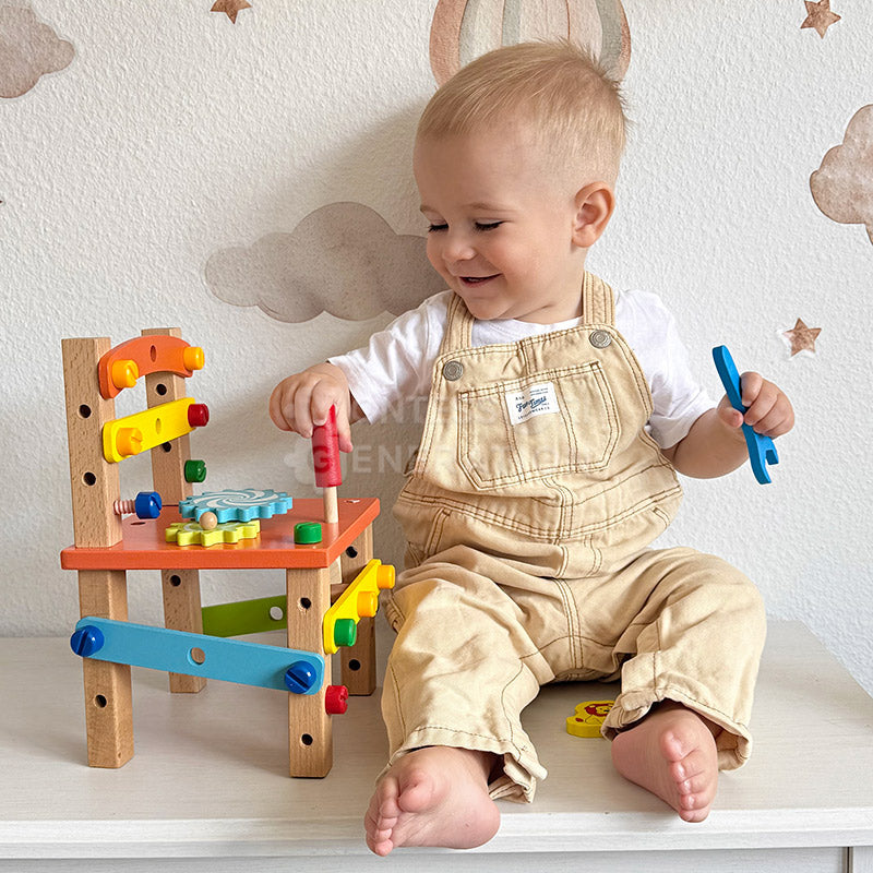 Fidtoy Wooden Tool Building Chair Set for Kids 3+