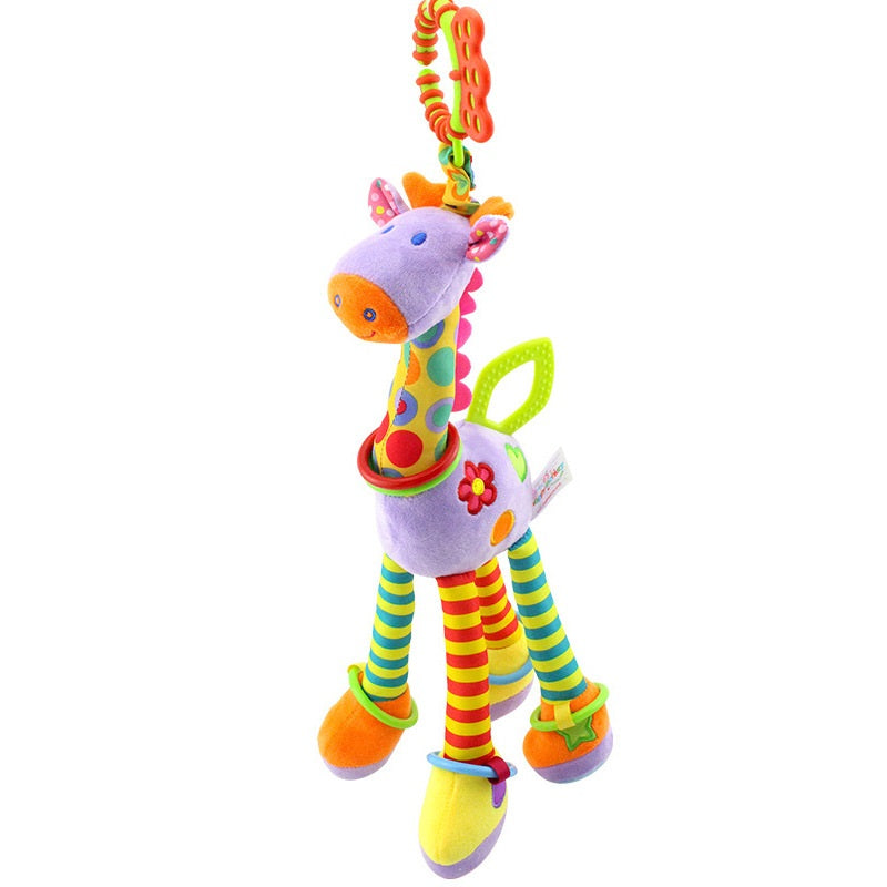 Fidtoy Giraffe Plush Rattle Teether Toy for Babies – Sensory Crinkle Baby Rattle with Teething Ring and Clip