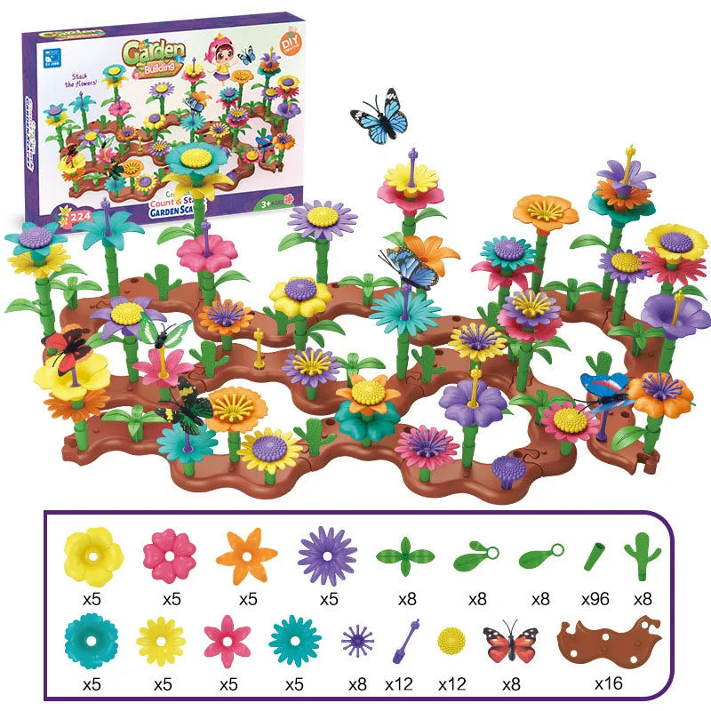Fidtoy Flower Garden Building Toy Set for Kids 272 PCS Creative STEM Construction Flowers Toy
