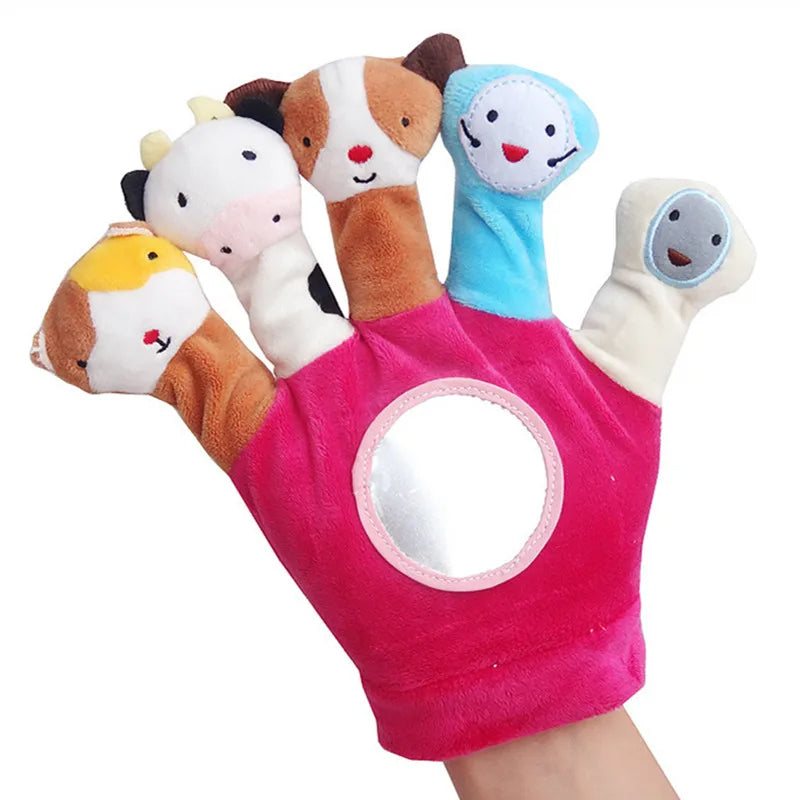 Fidtoy Animal Finger Puppet Gloves for Kids – 2-Pack Flannel Hand Puppet Set with 10 Plush Animals for Storytelling, Parent-Child Interaction, and Sensory Play