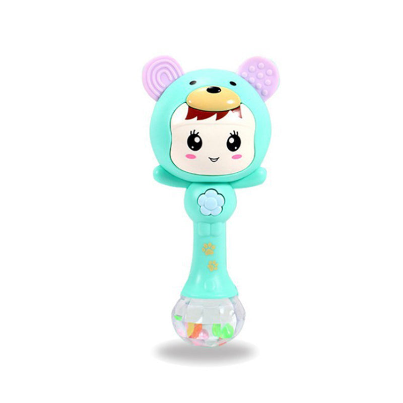 Fidtoy Light Up Musical Baby Rattle Teether Toy – Pink Sensory Rattle with Lights, Sounds, Teething Ears, and Early Development Play