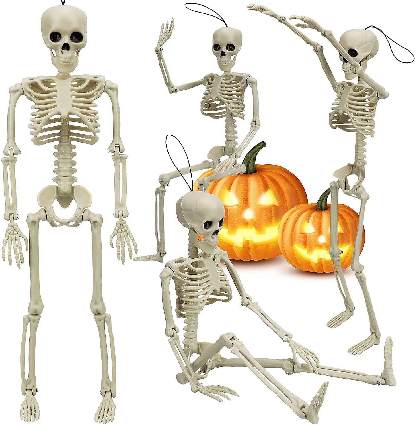 Lot de 2 squelettes articulés Fidtoy pour Halloween