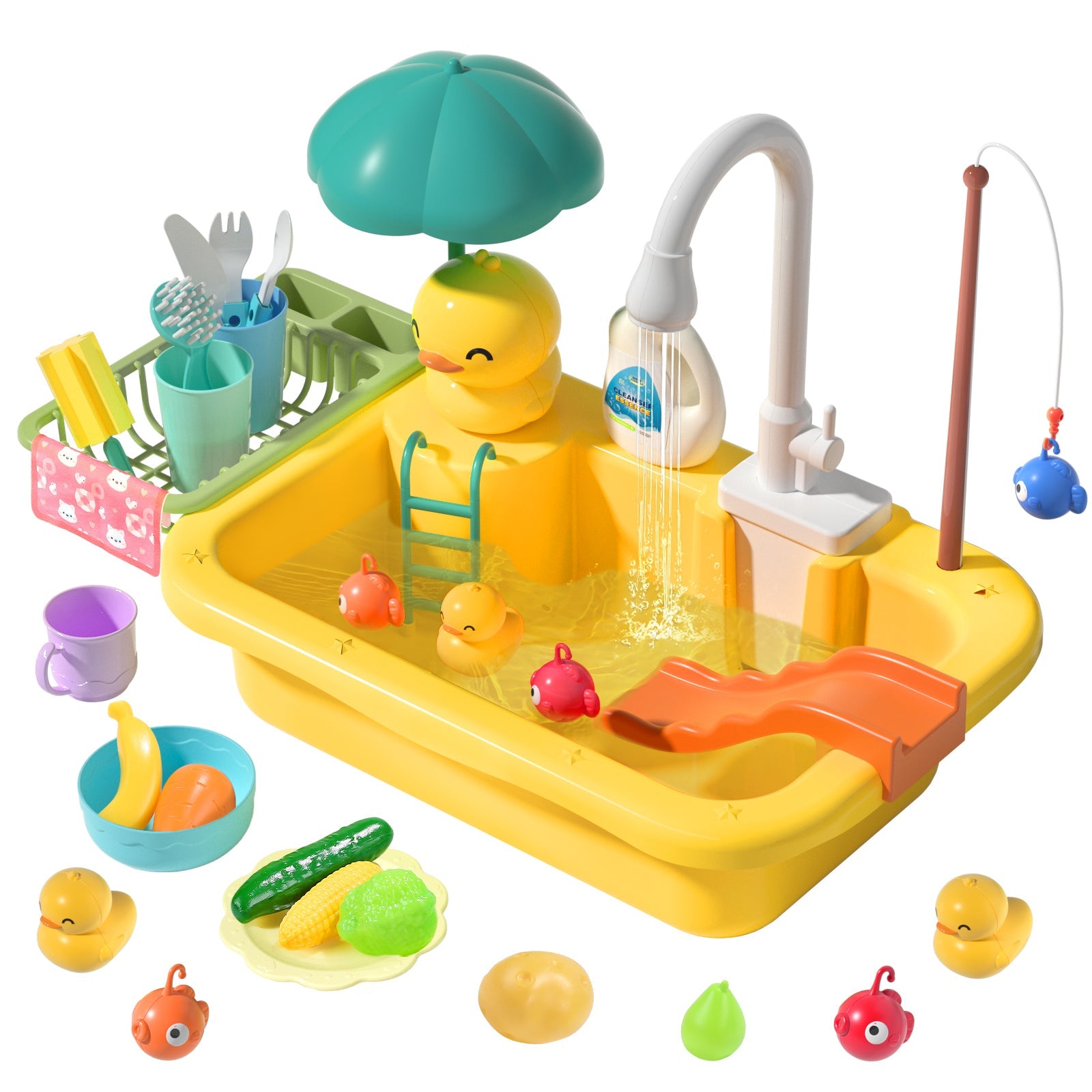 Fidtoy Kids Running Water Sink Toy Kitchen Playset
