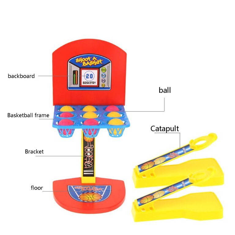 Fidtoy Mini Desktop Basketball Game with Hoop and Catapults