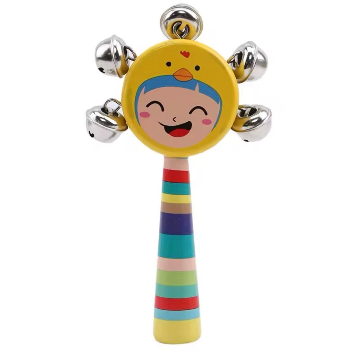 Face Kungroo Rattle | Wooden Face Rattle Toys - 1pc
